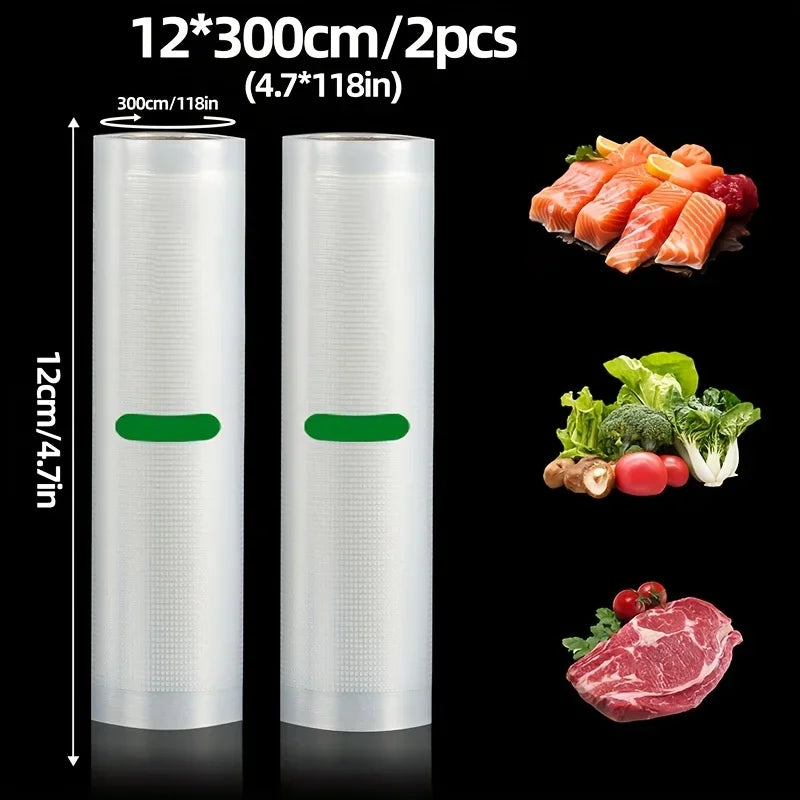 12 cm vacuum sealer textured rolls, clear plastic film, set of 2
