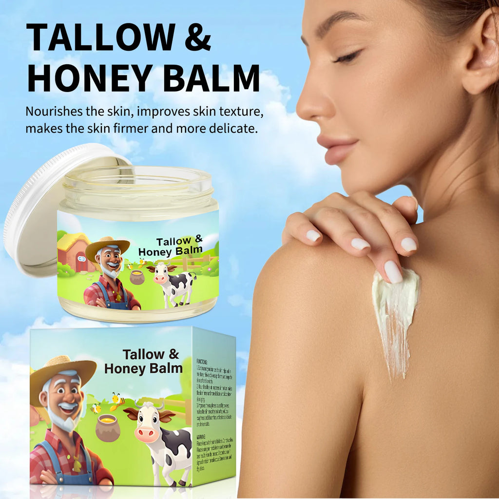 Tallow & Honey Balm 60g, Face and Body Moisturizer, Natural Skin Nourishing Cream to Improve Texture for Soft Firm Skin