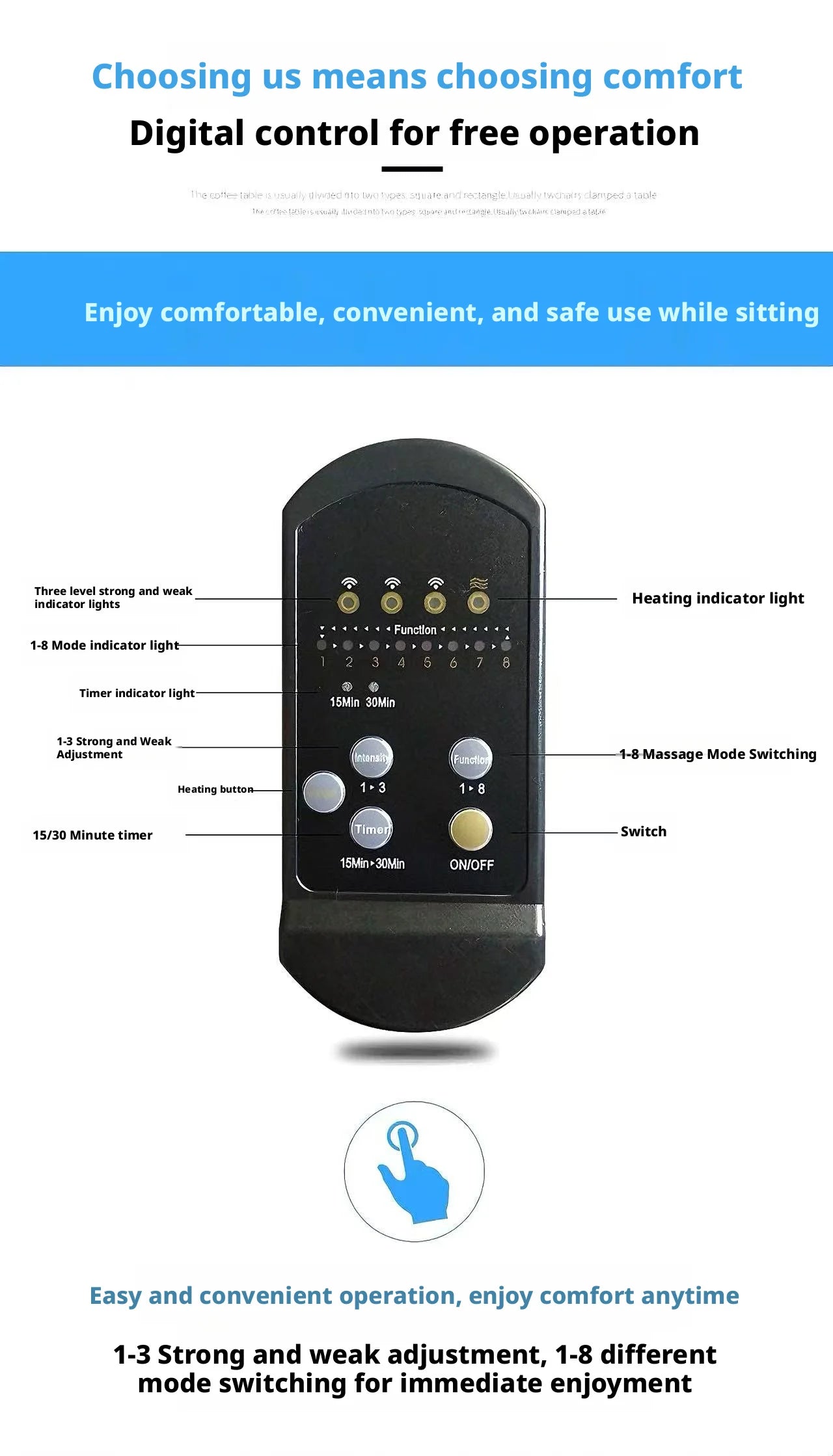 Portable Car Massage Cushion - Heated Deep Tissue Seat Pad Black Massage Cushion Tidesmit