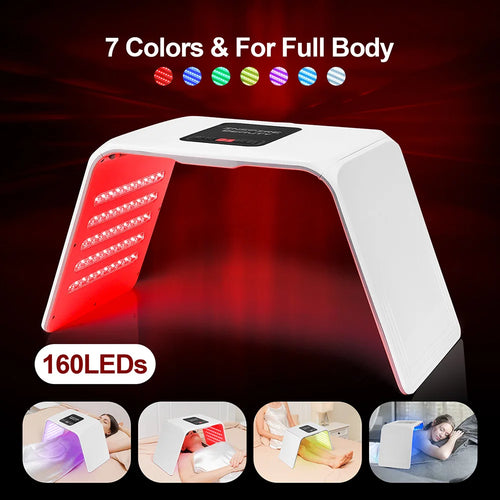 Arch-shaped 160 LED red light therapy device for full-body wellness and skin rejuvenation with 7 light colors.