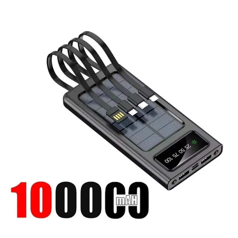 200000mAh Solar Power Bank 120W Fast Charging Portable Charger Black 100000mAh Tidesmit