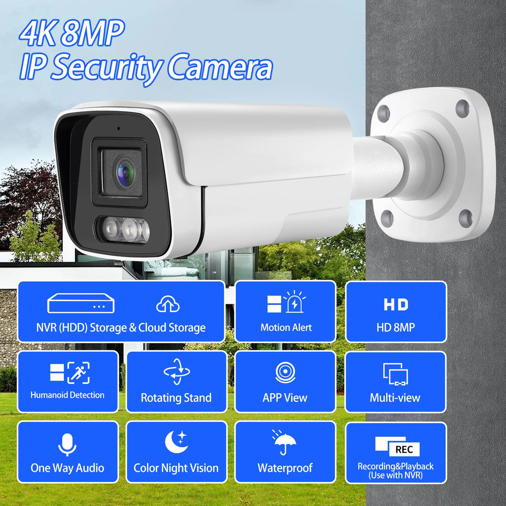 Gadinan Metal Outdoor POE Audio IP Camera Color Night Vision P2P AI Humanoid Alert CCTV Home Security Video Monitoring Linklemo