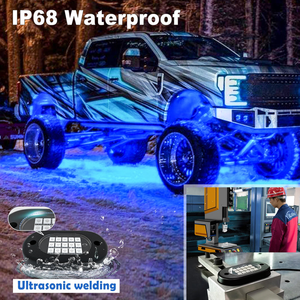 LED Rock Lights for Trucks | 4-12 Pod RGB App-Controlled Underglow Kit Tidesmit