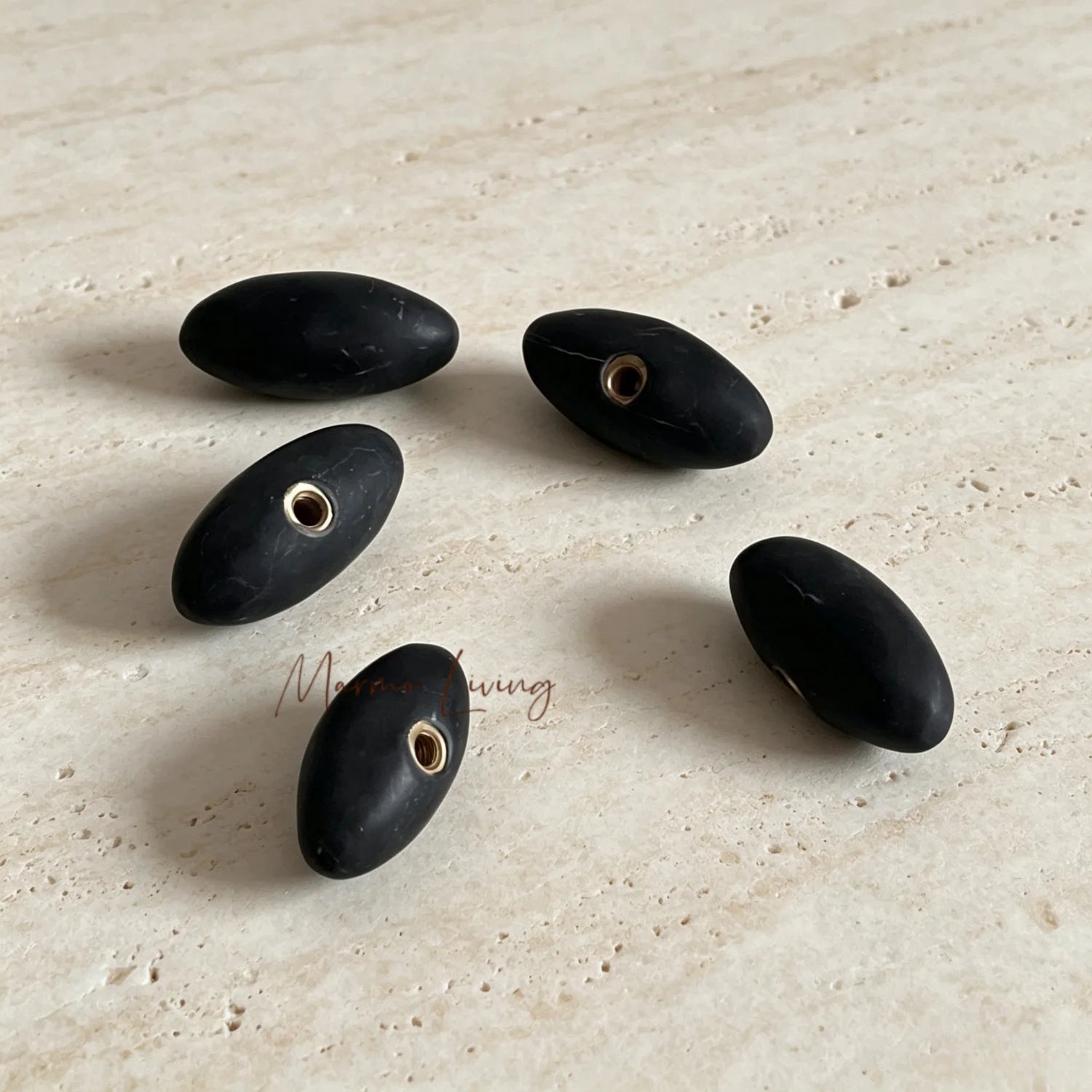 Natural Marble Oval Shape Handle Italian Light Luxury Wardrobe Cabinet Pull Villa Decorative Knob