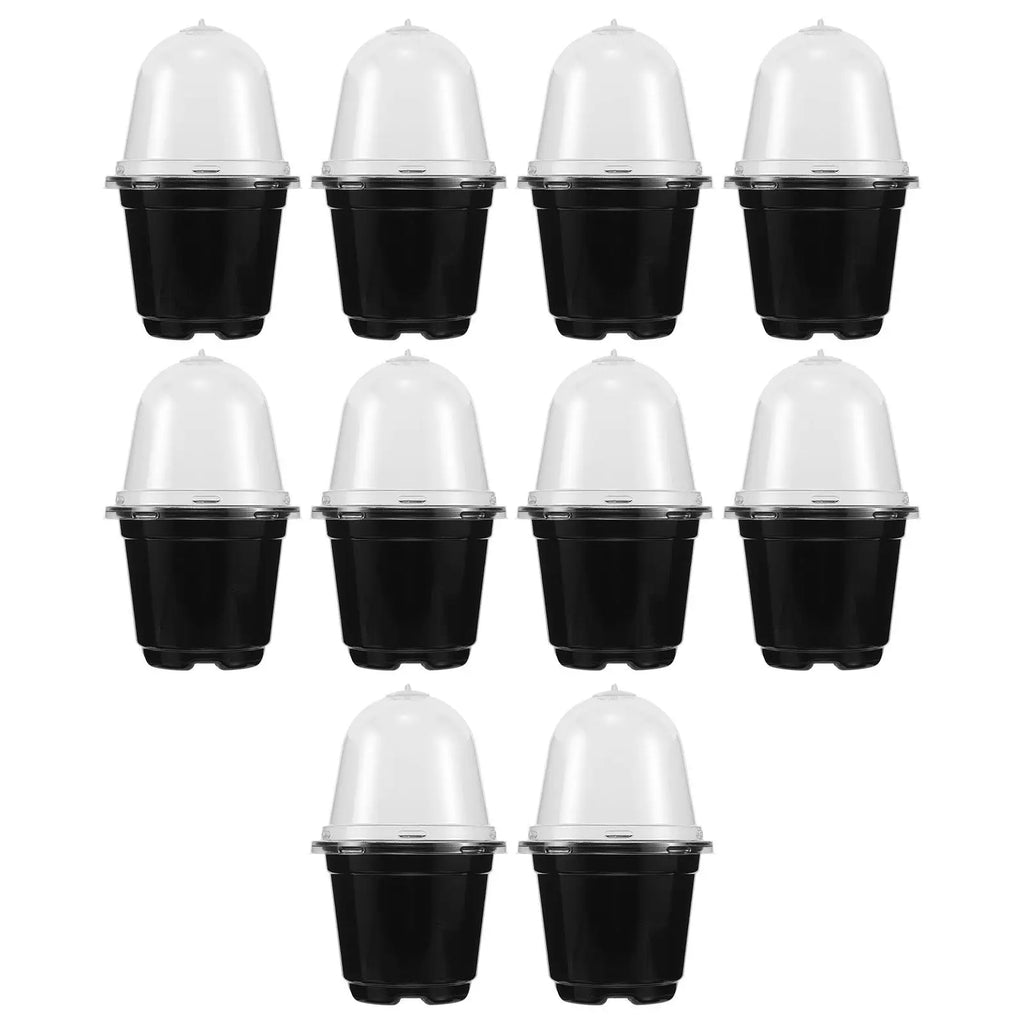 10pcs Seed Raising Cups Plastic Plant Nursery Pots With Clear Lid Germination Nursery Containers for Indoor Gardening Greenhouse