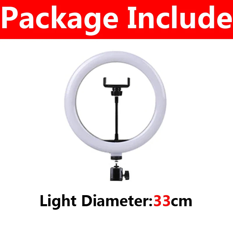 LED Ring Light with Phone Stand - Adjustable Dimmable Selfie Lamp 33cm Only Lamp Tidesmit