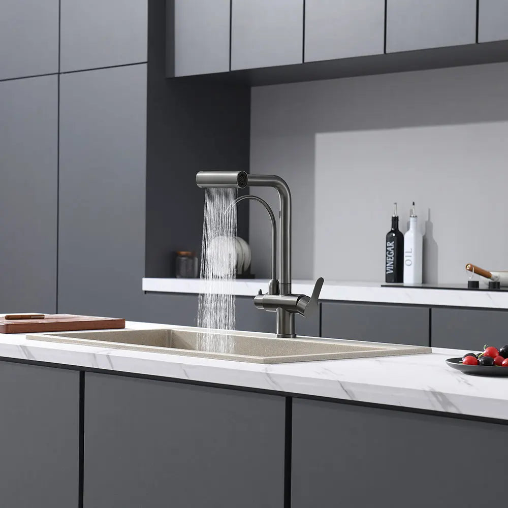 Waterfall Faucet 4 Modes Multi-functional Pure Hot Cold Water Kitchen Faucet Sprayer Sink Wash Tap 360° Rotation