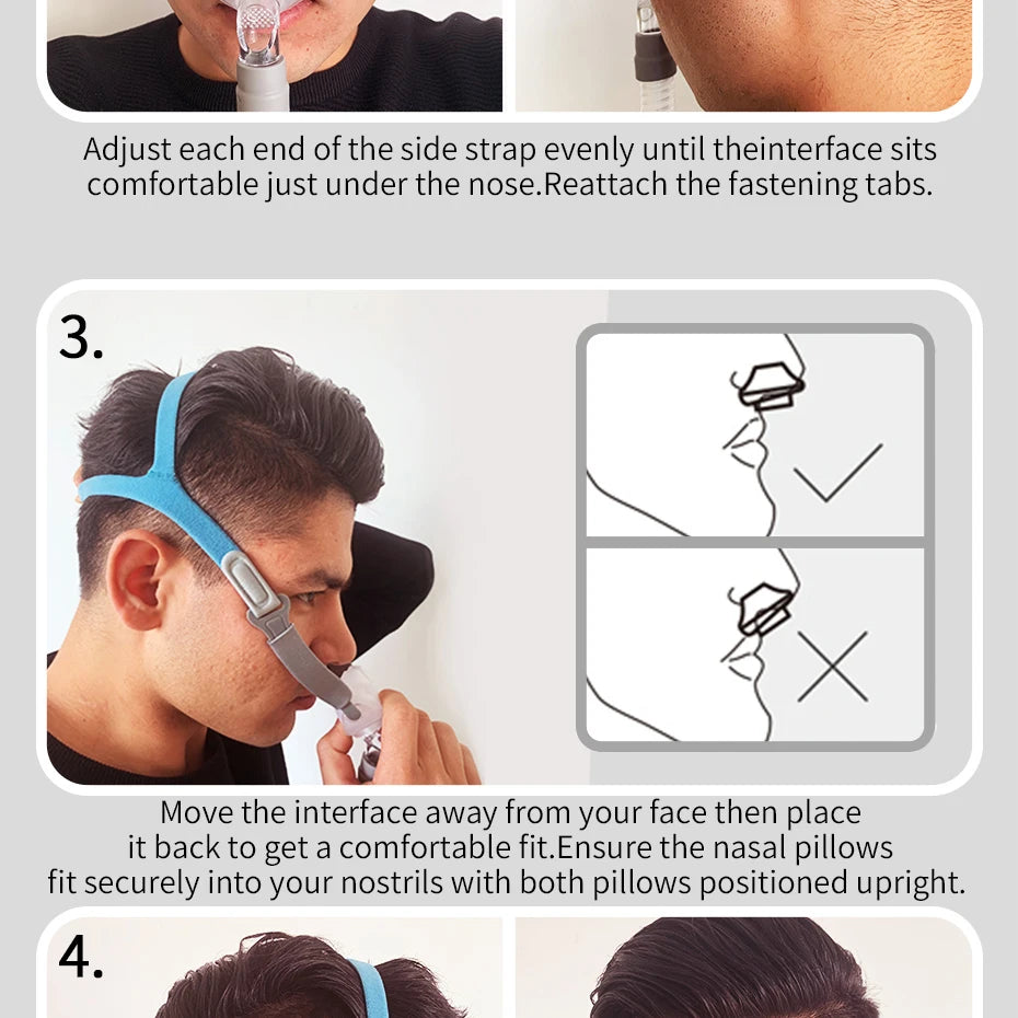 BMC PM2 CPAP Mask Nasal Pillows Mask 360° Front Hose S/M/L 3 In 1 For CPAP BiPAP Machine Cpap Pillows For Sleeping Nasal Mask