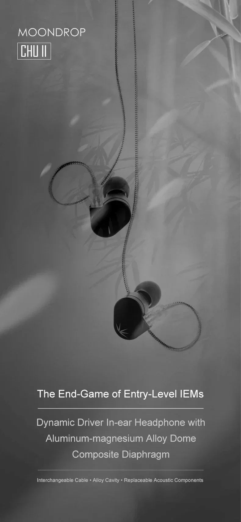 MOONDROP CHU II / CHU 2 Performance Dynamic Driver Earphone IEMs Interchangeable Cable In-Ear Headphone HiFi Music Earbuds Tidesmit