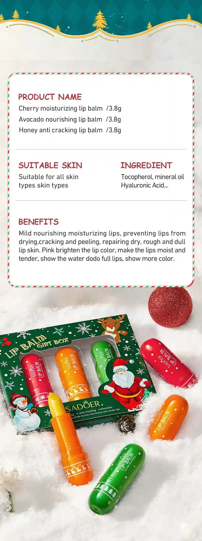 Moisturizing Lip Balm Set - Hydrating Lip Care Treatment 3-4pcs Lip Care Tidesmit