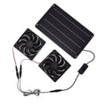 20W solar-powered dual fan kit with switch for cooling pet houses, RVs, and greenhouses efficiently.