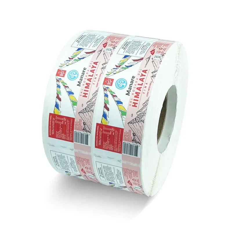 Adhesive barcode label stickers roll, colorful printed design on PVC vinyl