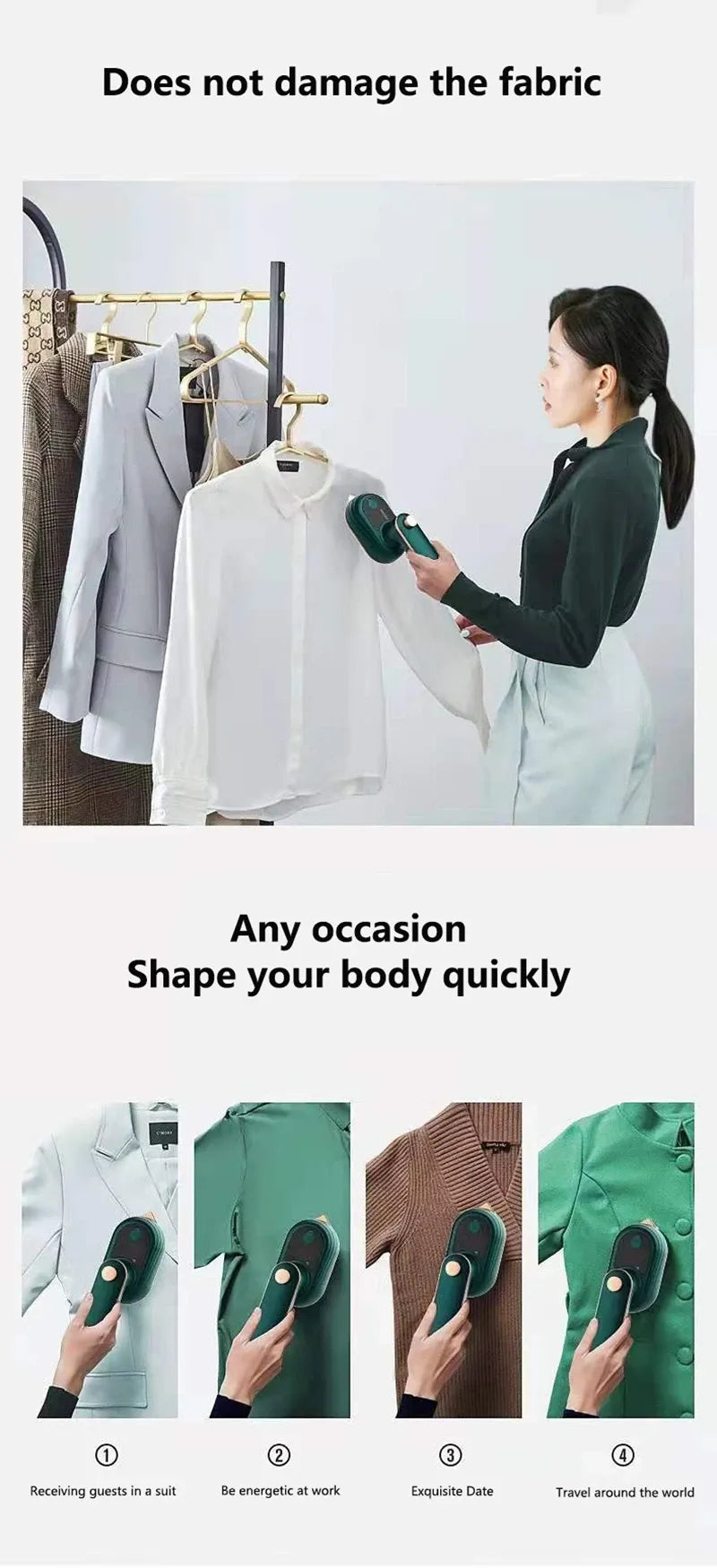 XMSJ 2-in-1 Handheld Steam Iron and Garment Steamer 110V 25W