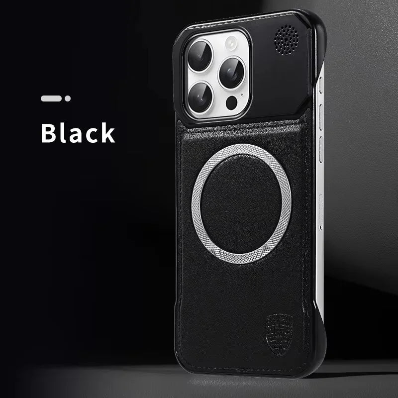 Magnetic Leather Aromatherapy Phone Case for iPhone 16 Pro - Slim Fit Black A Tidesmit