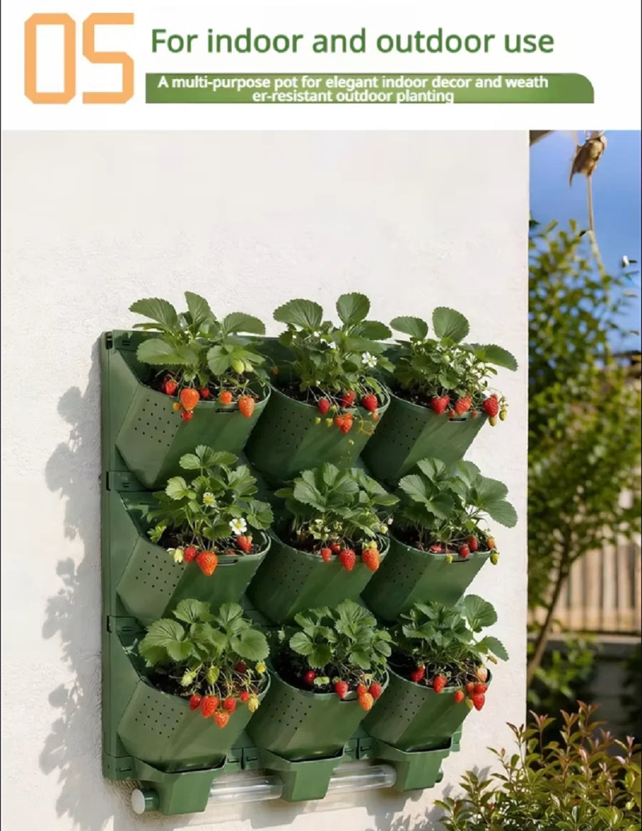 Outdoor Multi-layer Planting Trough Vertical Garden Plant Wall Plastic Planter Modular Planting Box Fence Hanging Flower Pot