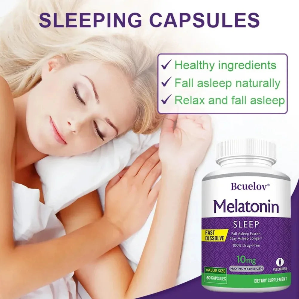 Melatonin 10mg, Sleep Dietary Supplement, Deep Sleep Contains Melatonin - Healthy Sleep - 120 Capsules