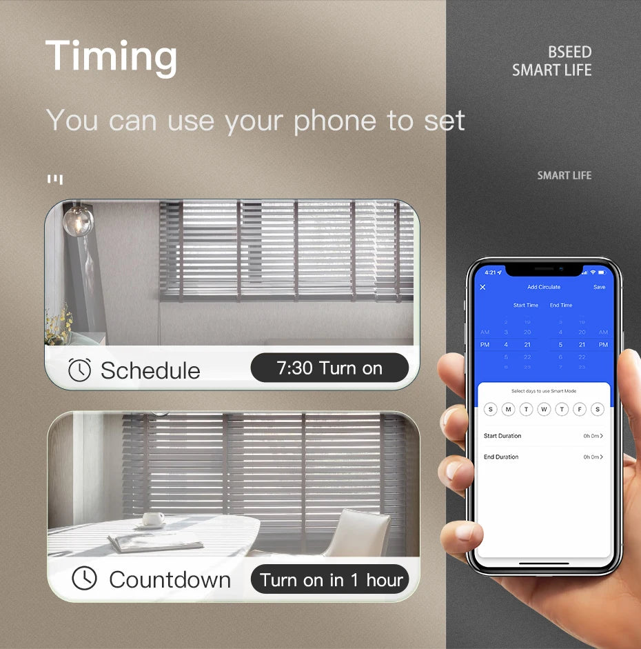 Tidesmit Smart WiFi Shutter Switch - App Controlled Roller Blind Timer Tidesmit