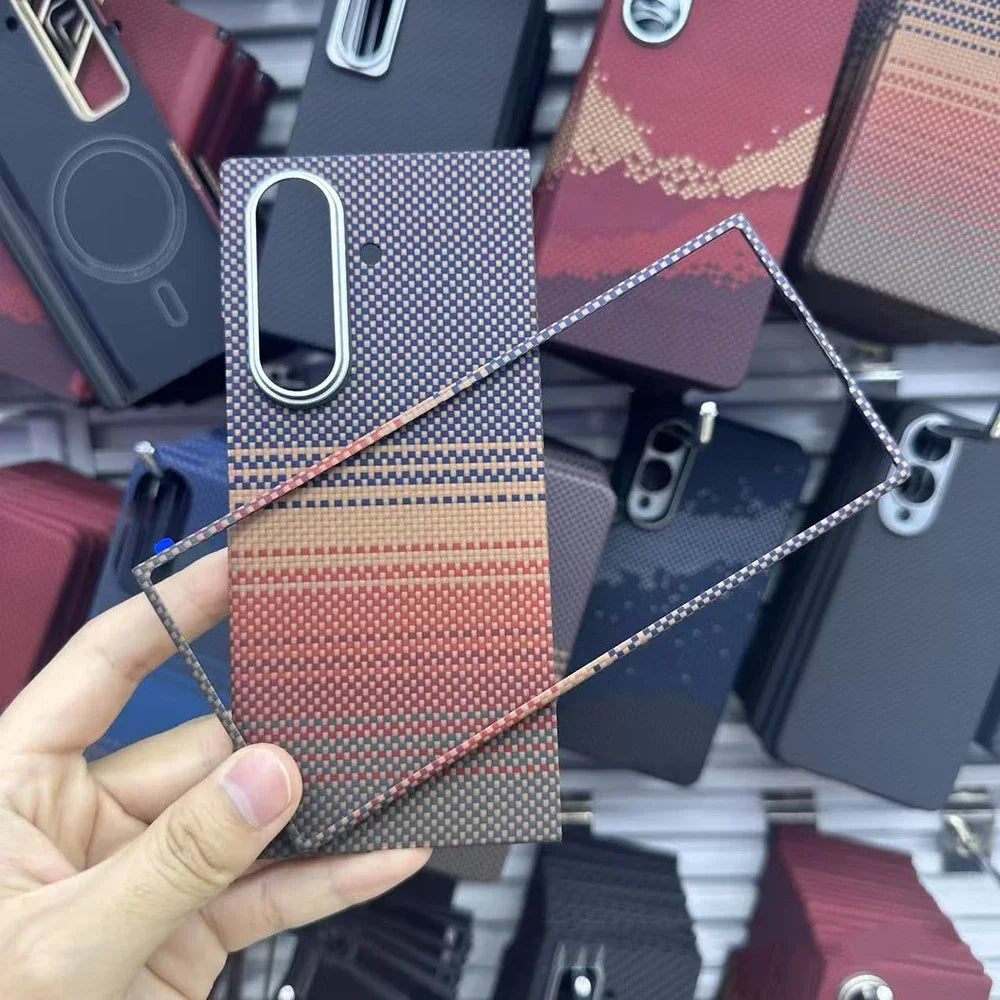 Samsung Galaxy Z Fold 7 Carbon Fiber Case - Slim Magsafe Cover Oranger(Mag) Set Tidesmit