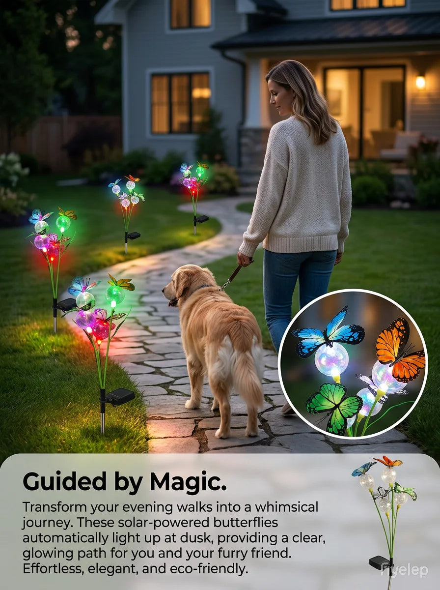 Solar Outdoor Light Butterfly Bobble Ball Swing Lamp Garden Yard Lawn Landscape Decor Light