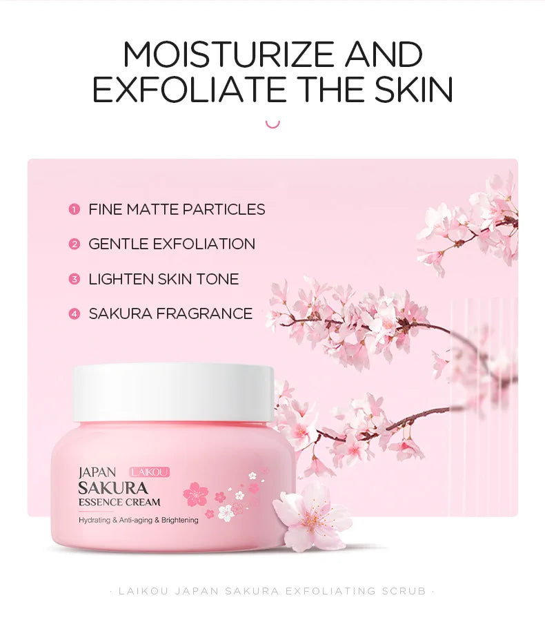 Sakura Exfoliating Scrub for Face & Body 100g - Natural Deep Cleansing Formula Scrubs Treatments Tidesmit