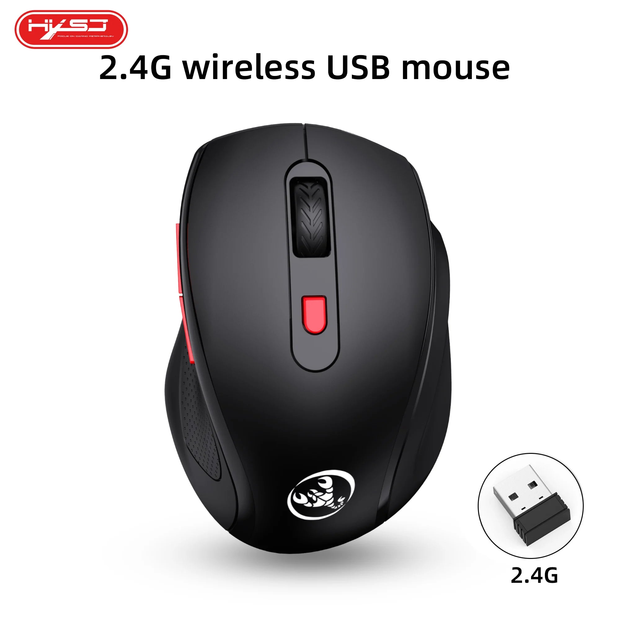 HXSJ Ergonomic 2.4G Wireless Gaming Mouse - Optical, 3-Level Adjustable Resolution, Comfortable Design for Laptop Desktop Mac