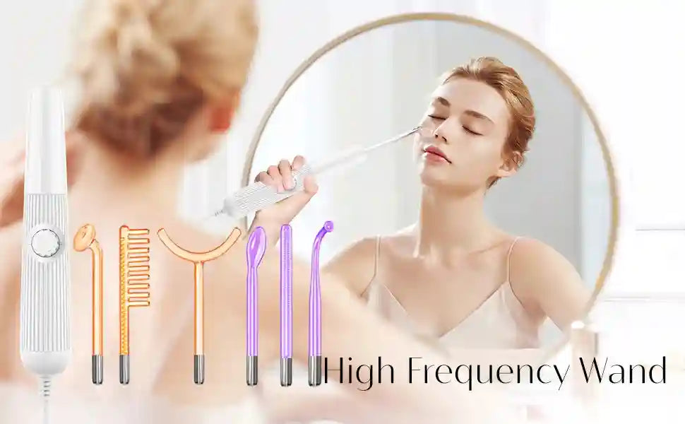 High Frequency Facial Wand - 6-Piece Acne & Wrinkle Treatment Tool Eye Massage Instrument Tidesmit