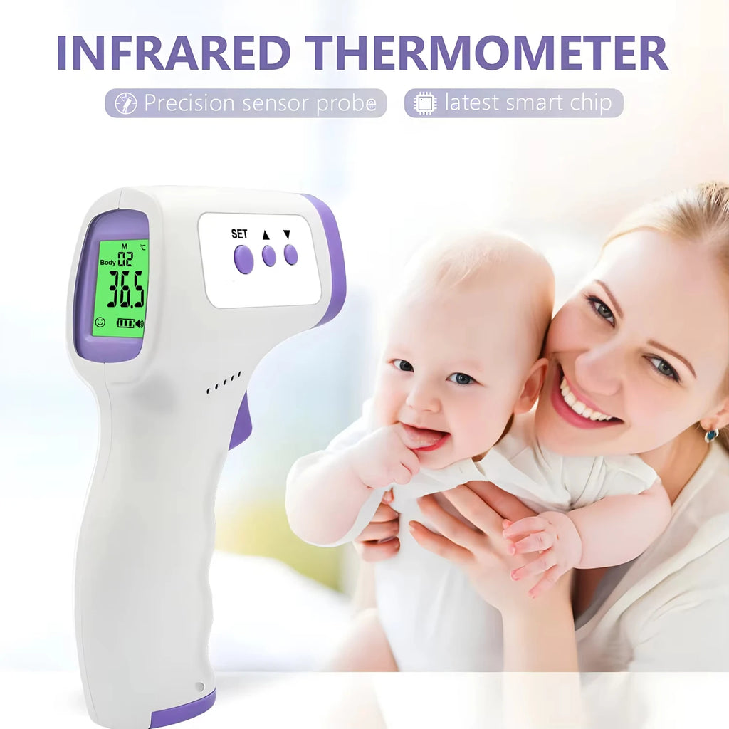 Wrist Blood Pressure Monitor LED English Voice Broadcast Tonometer BP Monitor Non Contact Infrared Medical Thermometer