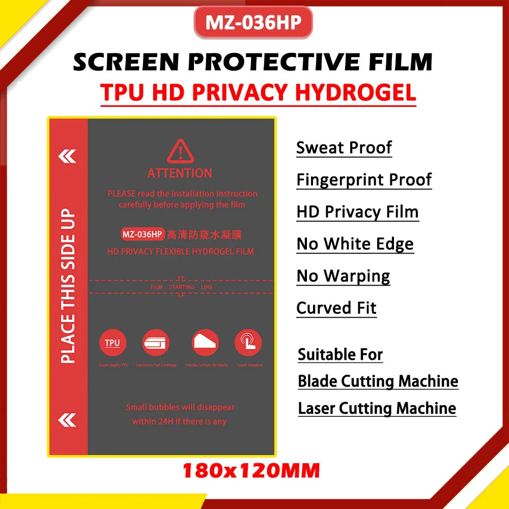 50PCS HD MATTE Privacy Blue Frosted Protection Flexible Hydrogel Film For Mobile Phone Screen Protective Film Cutting Machine