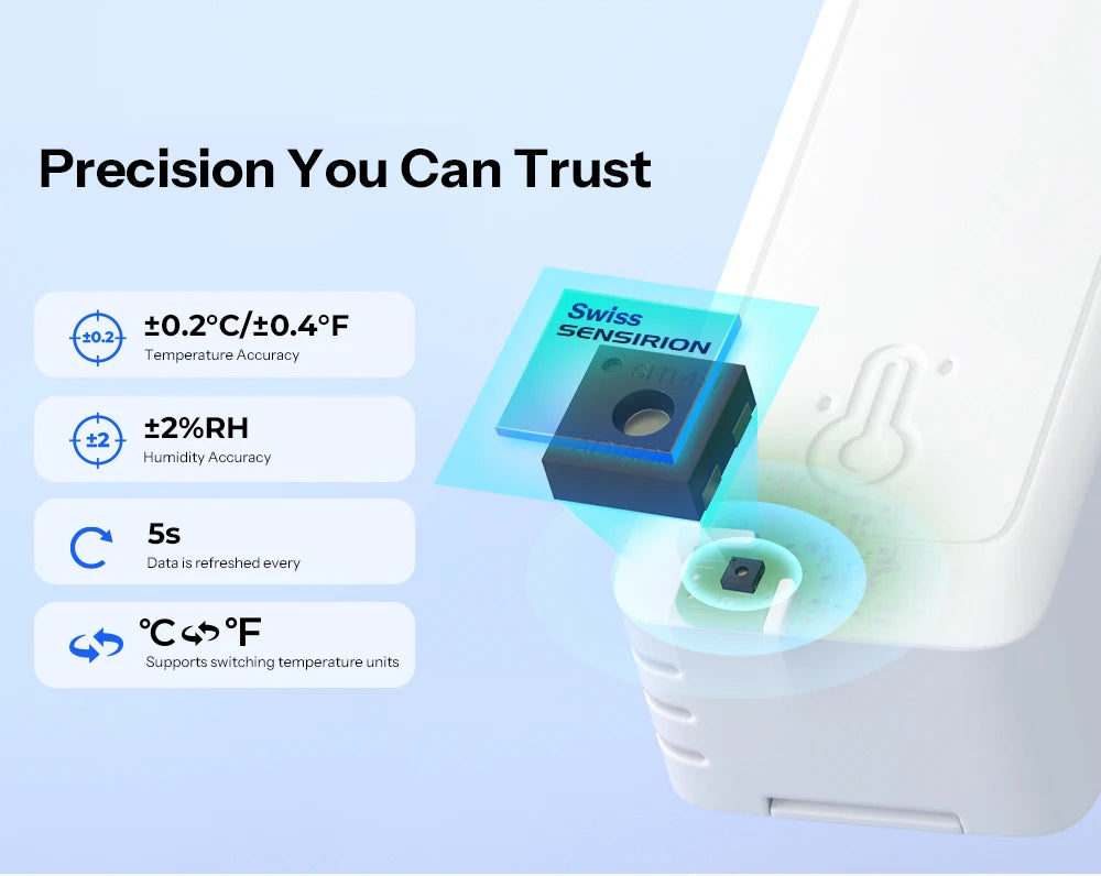 SONOFF Zigbee Temperature and Humidity Sensor Smart Home Airguard TH Lite SNZB-02B Ewelink APP Control Work With Alexa Google
