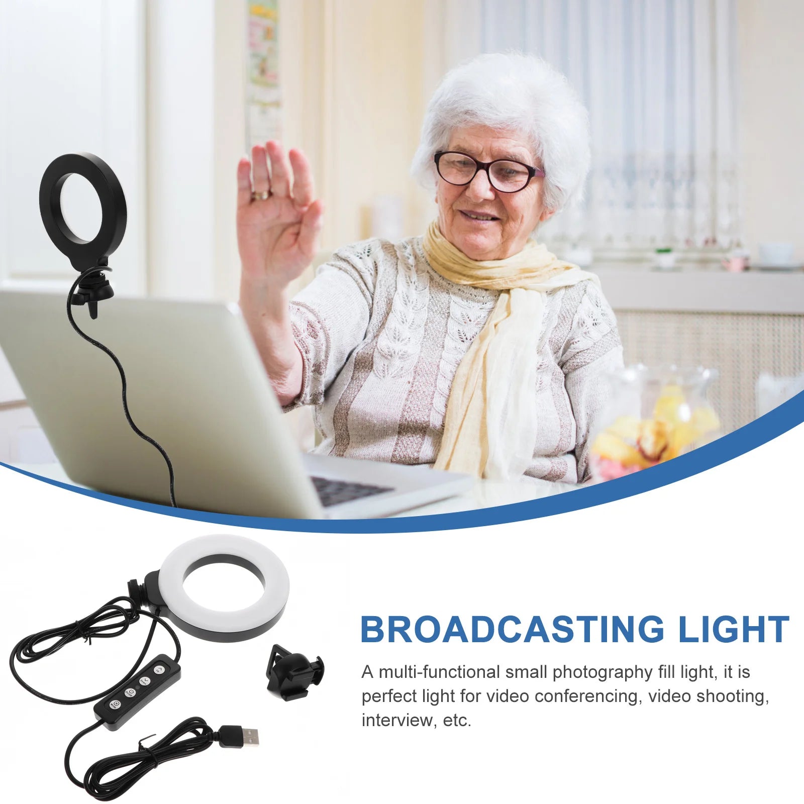 4 Inch LED Ring Light for Video Calls - Adjustable Tone Clip-On Light Tidesmit
