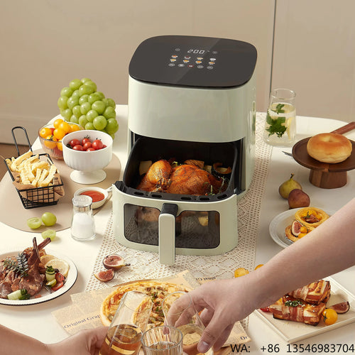 White Careline air fryer with black control panel and viewing window