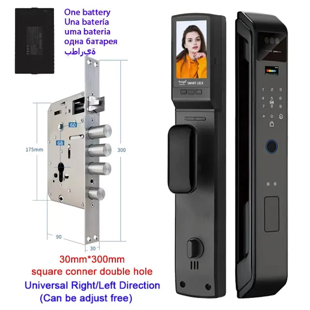 WIfi Tuya APP Remote Unlock Voice Intercom 3D Face Recognition Smart Door Lock With Camera Fingerprint Password Digitl Door Lock