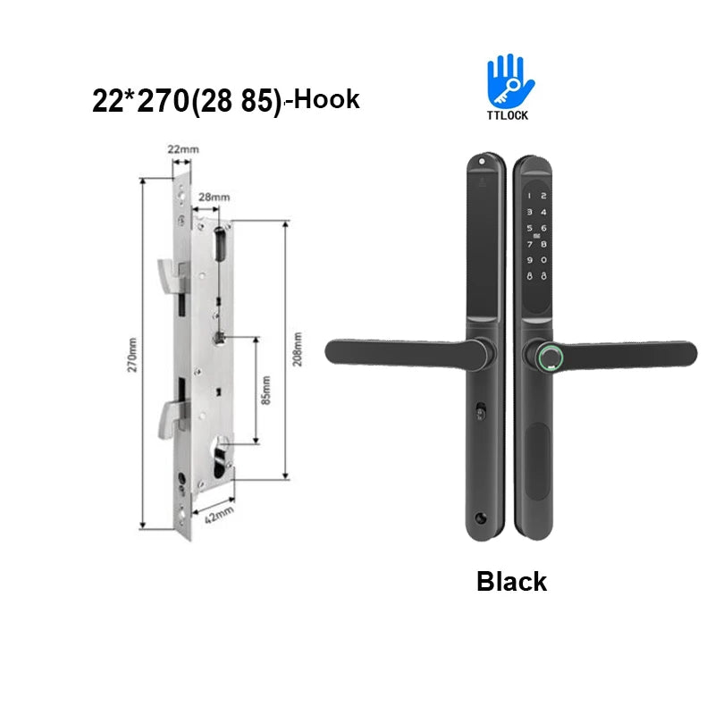 TTLock App Smart Aluminum Door Lock Waterproof Fingerprint Digital Password RFID Keyless Electronic Sliding Glass Door Lock