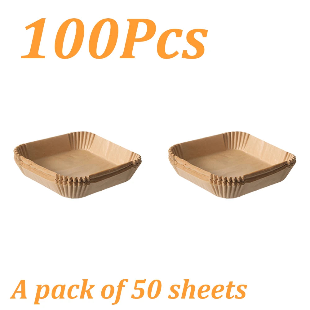 50-500Pcs Disposable Air Fryer Paper Oven Paper Nonstick Air Fryer Baking Paper Round Square Air Fryer Paper Kitchen Accessory