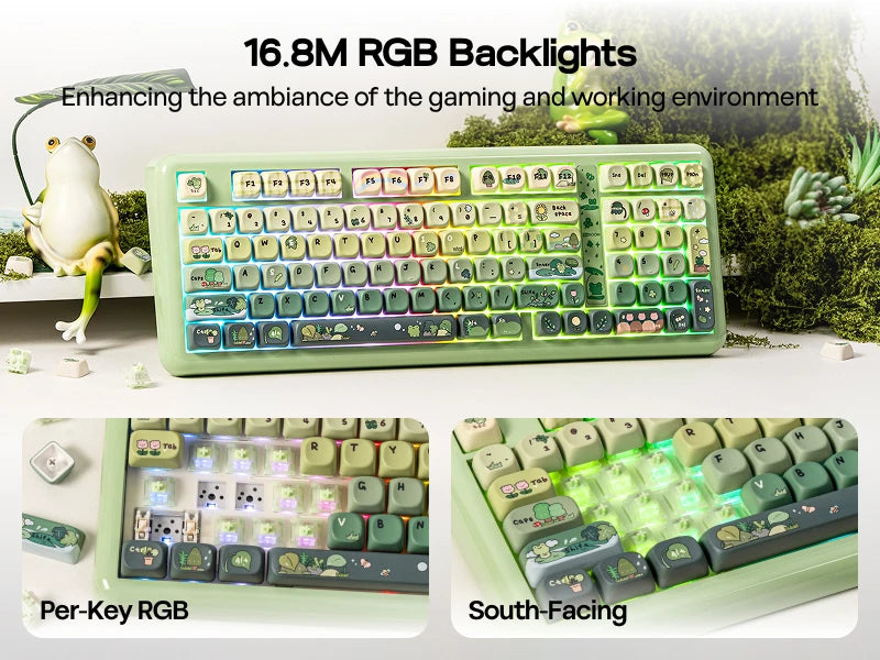 KiiBOOM Phantom98 Lite 96% ANSI US Layout VIA Programmable Gasket Wired/BT/2.4GHz Wireless Mechanical Gaming Keyboard 8000mAh