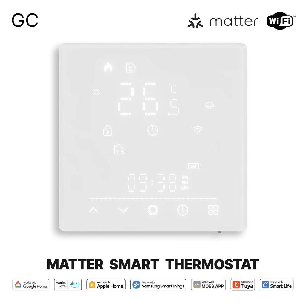 MOES Tuya WiFi Matter Smart Thermostat Temperature Controller Water Boiler Electric Heating With Alexa Google Apple Smartthings