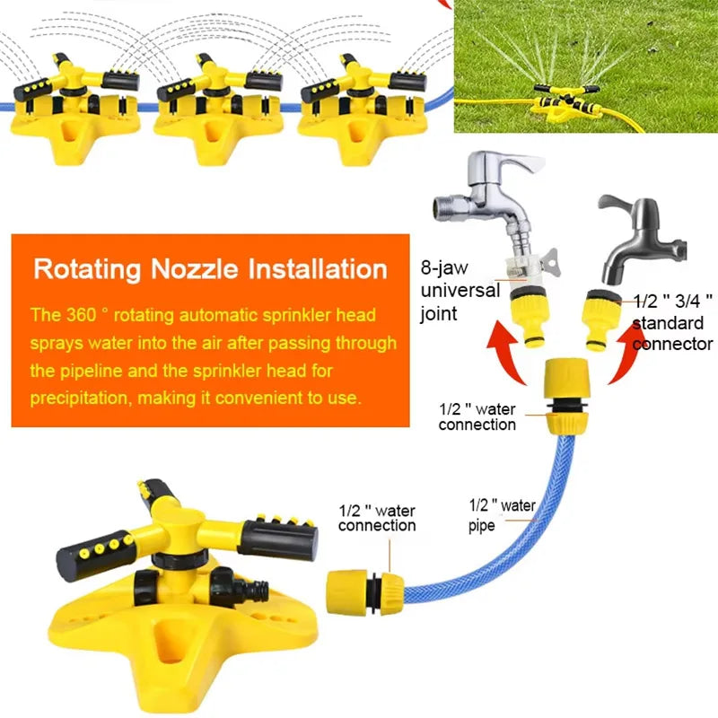 360 Degree Rdotating Automatic Sprinkler For Garden Greening Lawn Spraying Vegetable Garden Watering And Irrigation