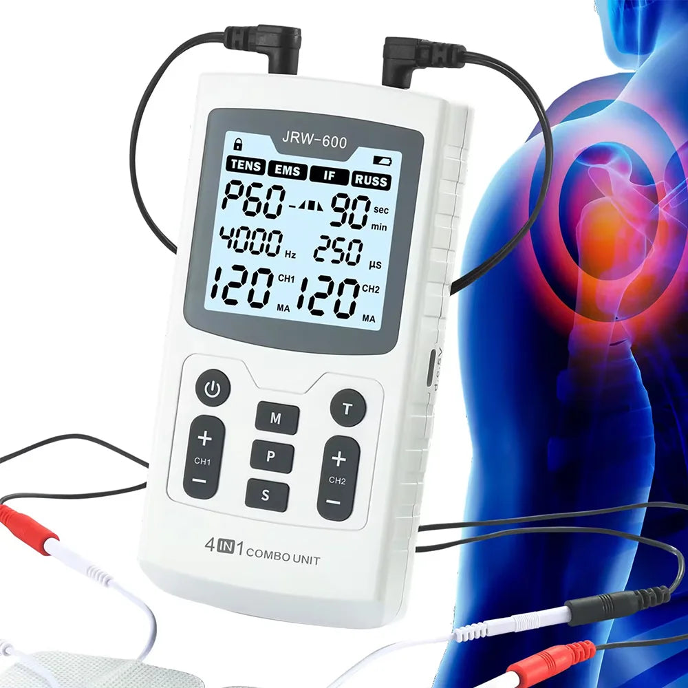 Electric Muscle Stimulator: 4-in-1 TENS IFT Recovery Device for Relief Body Shaping Massage Equipment Tidesmit