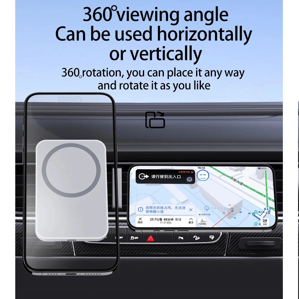 Wireless Car Phone Charger Magnetic Mount - Qi Certified Fast Charging Tidesmit