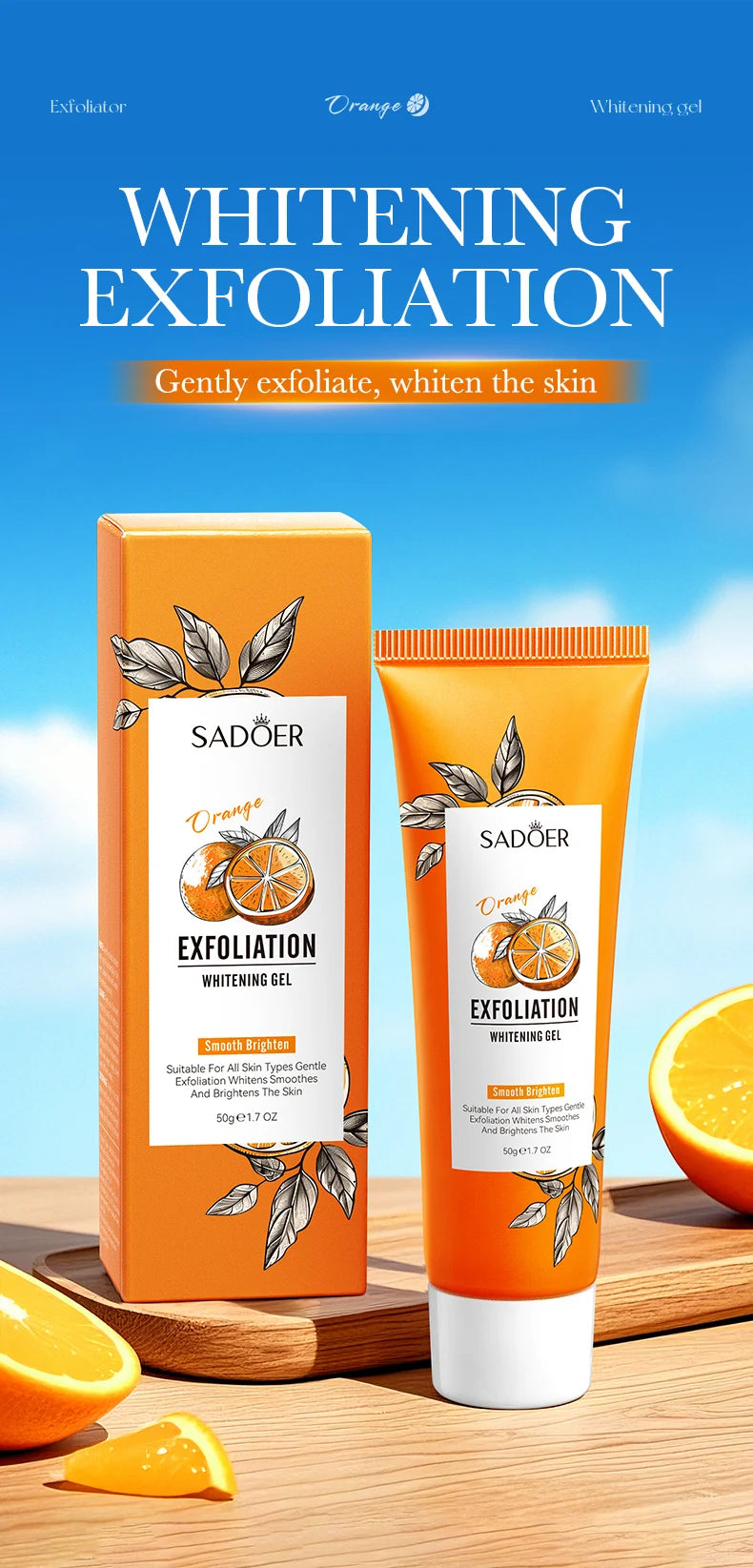 Orange Exfoliating Gel Facial Scrub for Deep Pore and Blackhead Treatment Scrubs Treatments Tidesmit