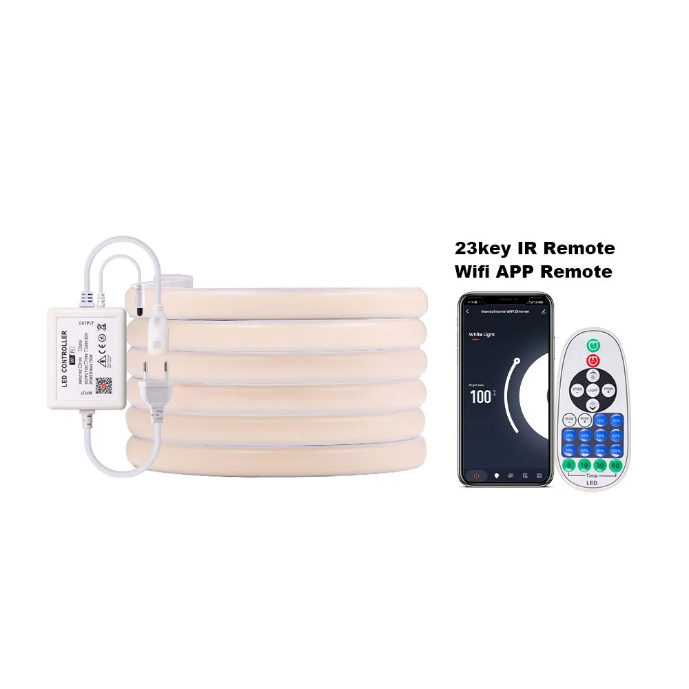 LED neon strip light kit with WiFi app remote and 23key IR remote