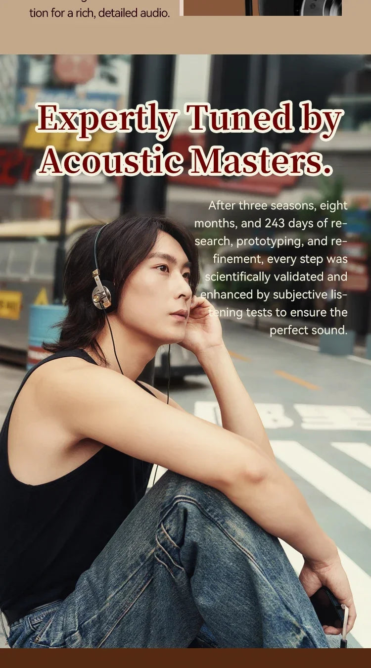 Vintage Over-Ear Wired Headphones with HiFi Metal Frame Tidesmit