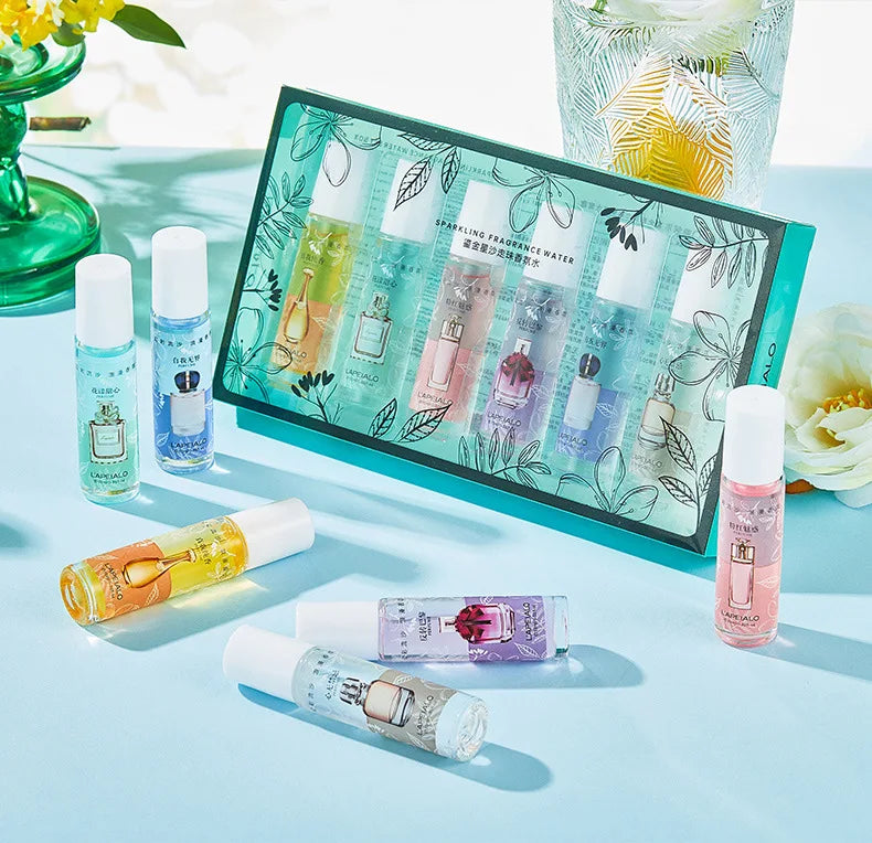 Tidesmit 6-piece portable roll-on perfume set for women, long-lasting fresh deodorant gift box, 10ml mini fragrance.