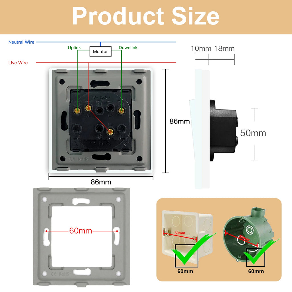 Mechanical Curtain Switch for EU Smart Blinds - Alexa & Google Home Compatible Tidesmit