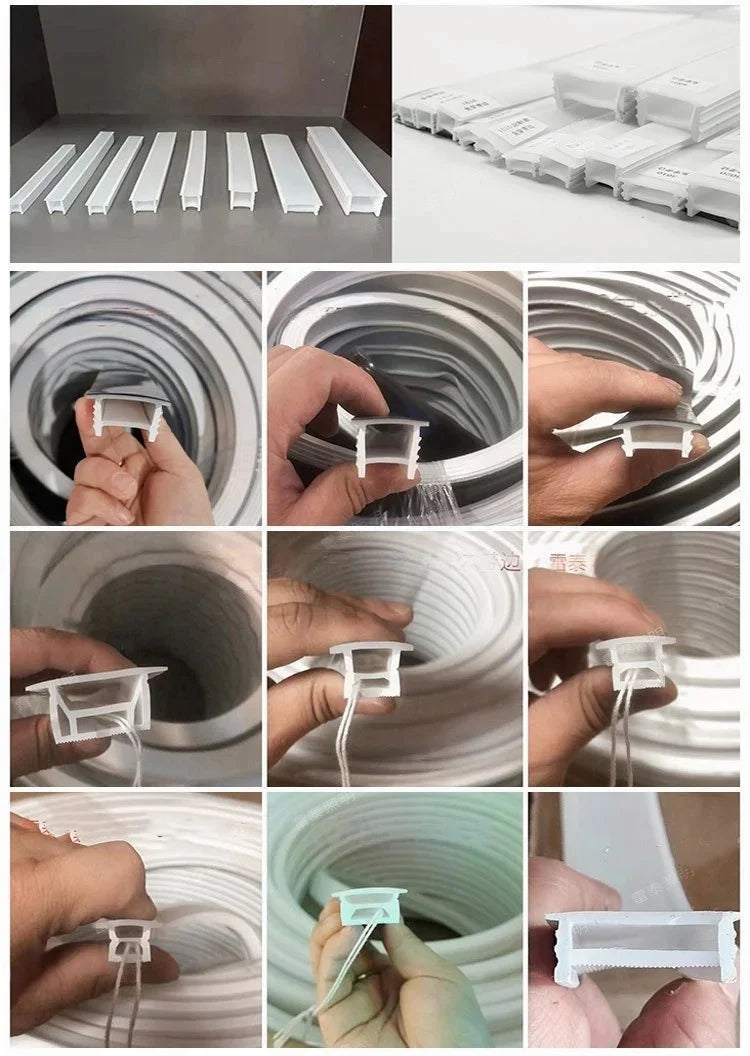 Recessed White Silicone Tube LED Neon Light Flexible Rope Channel Diffuser WS2811 WS2812B Outdoor Waterproof Ribbon Strip Tube