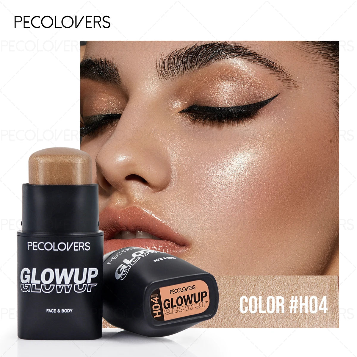 Tidesmit pearlescent facial highlighter for face and body showing matte brightening texture for festival makeup