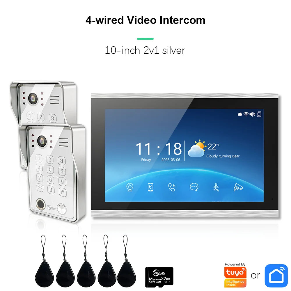 ANJIELO Doorbell Video Intercom System 5IN1 Unlock Tuya Smart Digital Frame Background Music Detection Preview NEW 2026