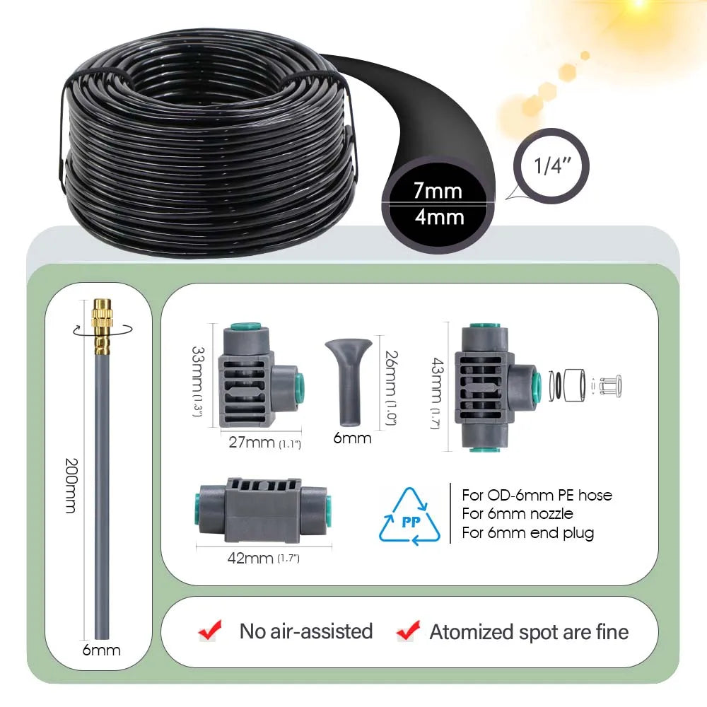 Gardening Intelligent LCD Dual Zone Independent Water Timer Atomization Cooling System Kit Courtyard Automatic Watering Program