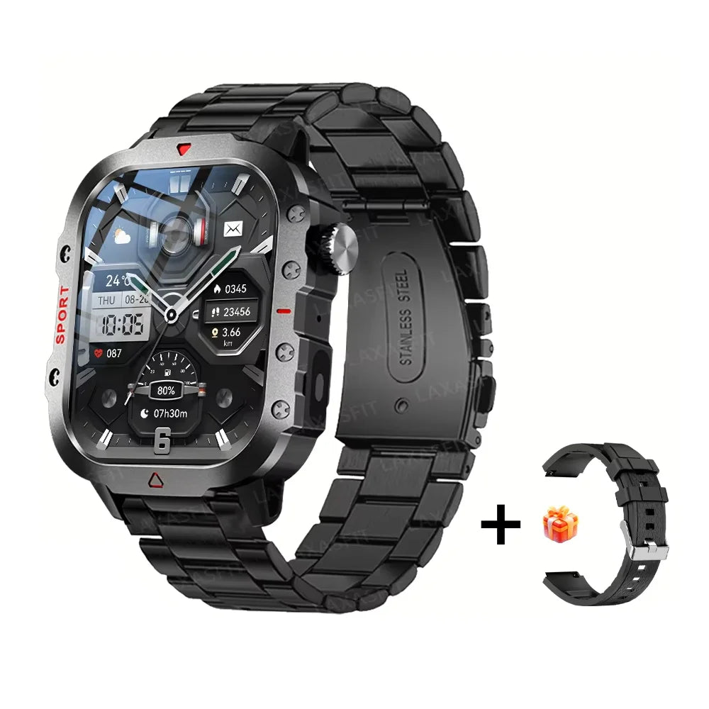 LAXASFIT 2026 New LED Smart Watch Men Bluetooth Calling Voice Control Multi Sport Modes Health Monitor Outdoor Smartwatch