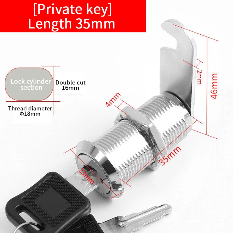 Tidesmit metal cylinder cabinet cam lock with 2 keys for secure locker protection, image 46 of 48